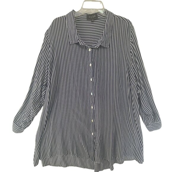 Arna York Women's Long Sleeve Button Down Shirt Striped Size 22/24 - Picture 1 of 8